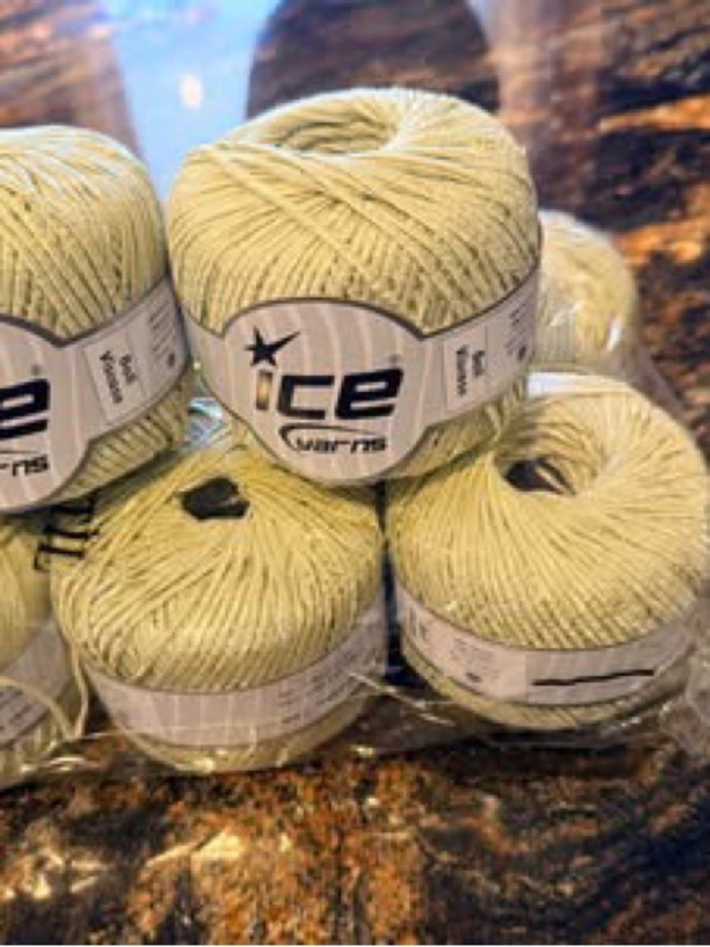 Yarn Lot - Light Green Ribbon Yarn - 8 Cakes